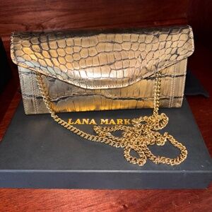 Lana Marks Medium metallic alligator print shoulder bag/clutch